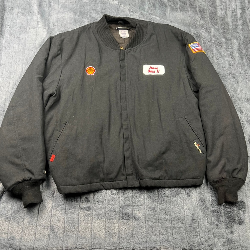 Workrite FR Nomex Kevlar Bomber Jacket Mens 2XL Shell Oil NFPA 2112 Black